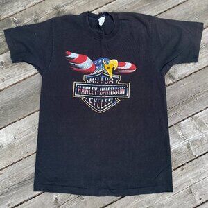 Vintage 1980s Harley Davidson MotorCycles Eagle T Shirt Fruit of The Loom Large